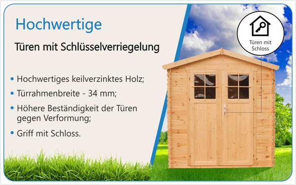 Gartenhaus M343F Beige - Fichte - 200 x 218 x 200 cm