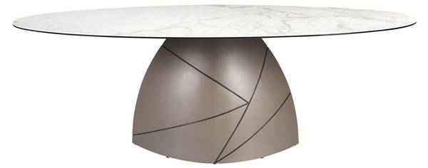 Esstisch 1206 Weiß - Edelstahl - Marmor - 240 x 76 x 120 cm