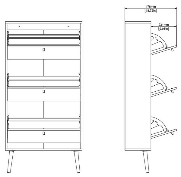 Bodo schoenenkast wit - deels massief hout - 71 x 140 x 24 cm