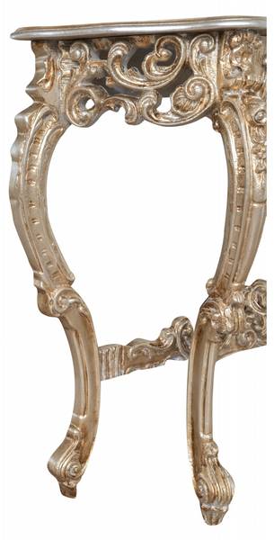 Console Haltafel BAROK II zilver - massief hout - 38 x 87 x 125 cm