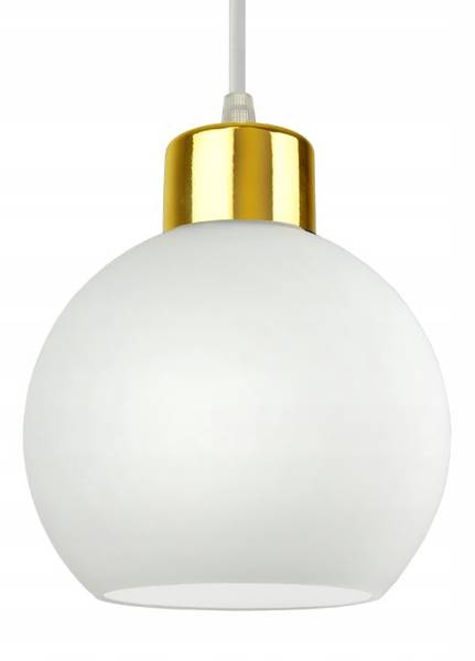 Goldene Milchglas Pendelleuchte I Gold - Weiß - Farbglas - 14 x 100 x 14 cm