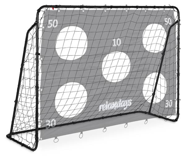 Schwarzes Fußballtor mit Torwand Schwarz - Grau - Weiß - Polyester - Stahl - 217 x 153 x 75 cm