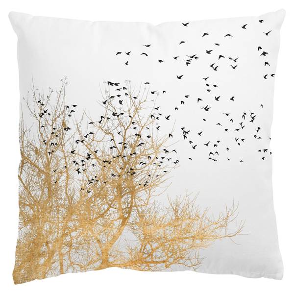 Dekokissen Vogelschwarm vor Baum 40 x 40 x 10 cm