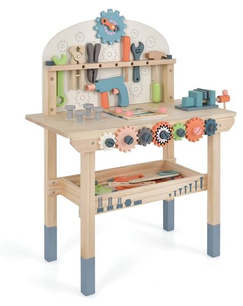 Kinderwerkbank Balaba massief hout - 60 x 80 x 30 cm