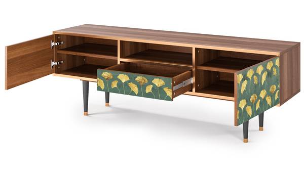TV-Lowboard T6 Walnuss Grün - Holzwerkstoff - 170 x 59 x 41 cm