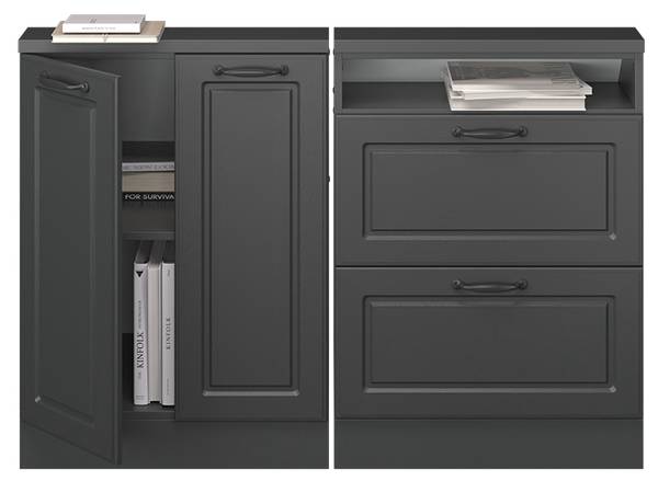 Dachschrägenschrank-Set Rion 55949 Anthrazit - Eiche Landhaus Dekor - Breite: 120 cm
