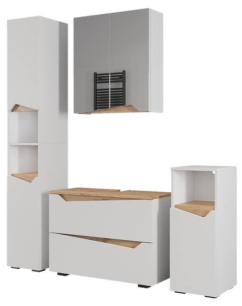 Badmöbel-Set Marelle 57519 Asteiche Dekor - Weiß