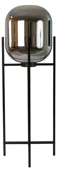 Stehleuchte Rauchglas-Spiegel Schwarz - Grau - Edelstahl - Klarglas - Rauchglas - 45 x 140 x 45 cm