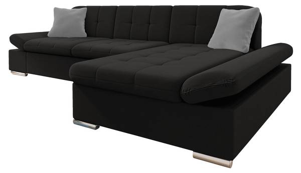 Ecksofa Montana Schwarz - Grau - Ecke davorstehend rechts - Samt