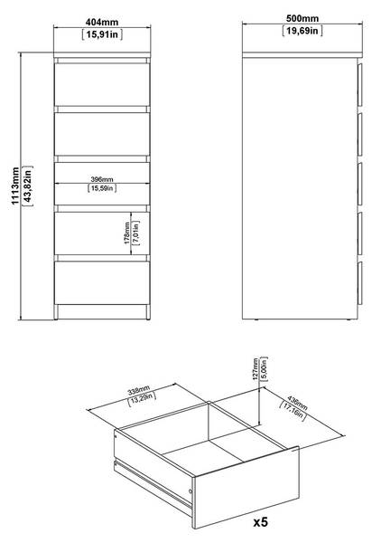 Kommode Naia Weiß - Holz teilmassiv - 41 x 112 x 50 cm