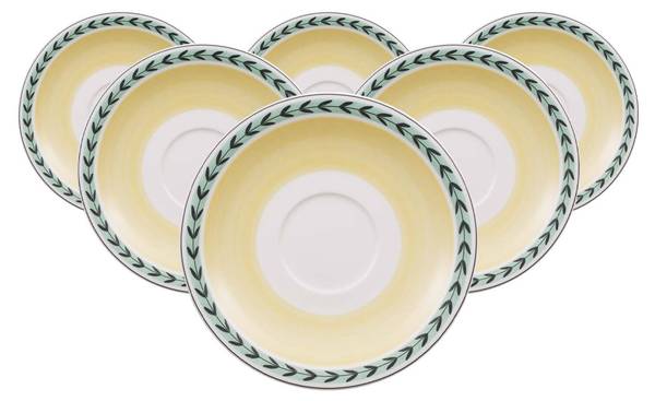 Untertassen French Garden 6er Set Weiß - Porzellan - 20 x 3 x 20 cm