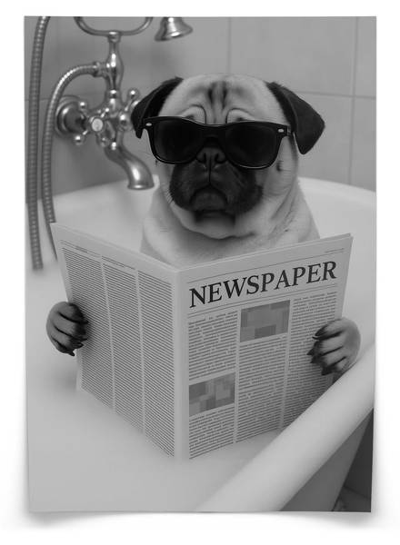Poster MOPS in der Badewanne 20 x 30 x 30 cm