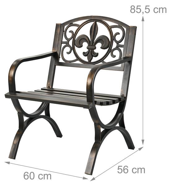 Antiker Gartenstuhl aus Metall Schwarz - Gold - Gusseisen - Stahl - 60 x 86 x 56 cm