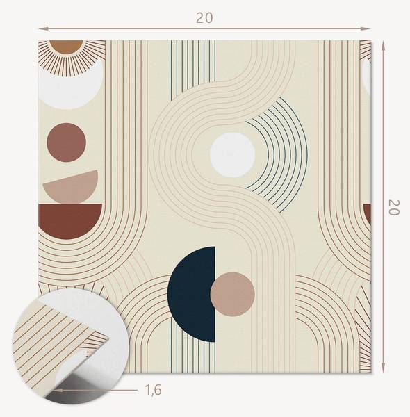 Vinylfliese LinienFormen 20er-Set Beige - Vinyl - 20 x 20 x 1 cm