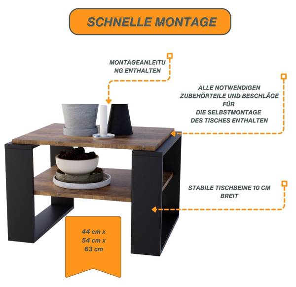 Couchtisch KAJA 63 Holz - Schwarz