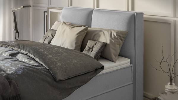 Boxspringbed met opbergruimte Clara grijs - Breedte: 140 cm