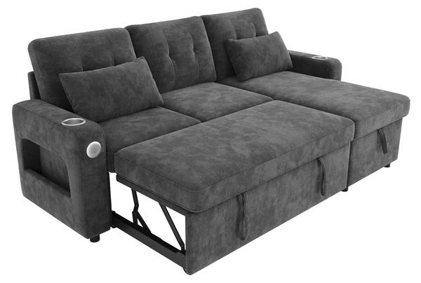 Schlafsofa ChenilLade Ⅲ Grau - Chenille - 131 x 85 x 206 cm