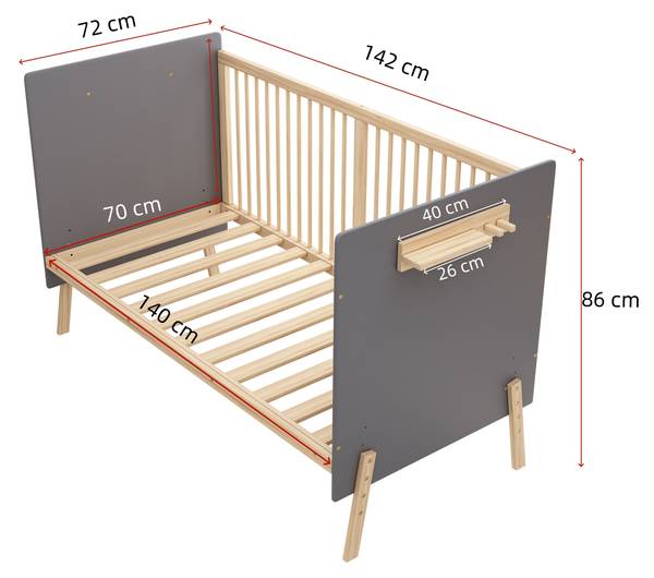 Babybett SafeWoody Blau - Massivholz - 70 x 86 x 140 cm