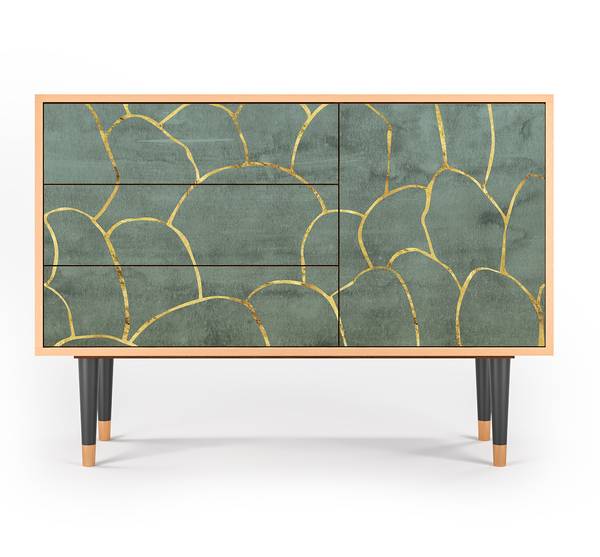 Sideboard S3 Walnuss Blau - Holzwerkstoff - 115 x 84 x 41 cm