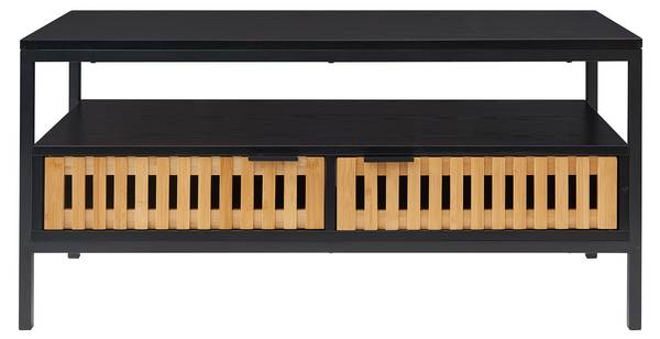 Couchtisch Luniehti Beige - Schwarz - Bambus - Holzwerkstoff - Metall - 40 x 48 x 100 cm