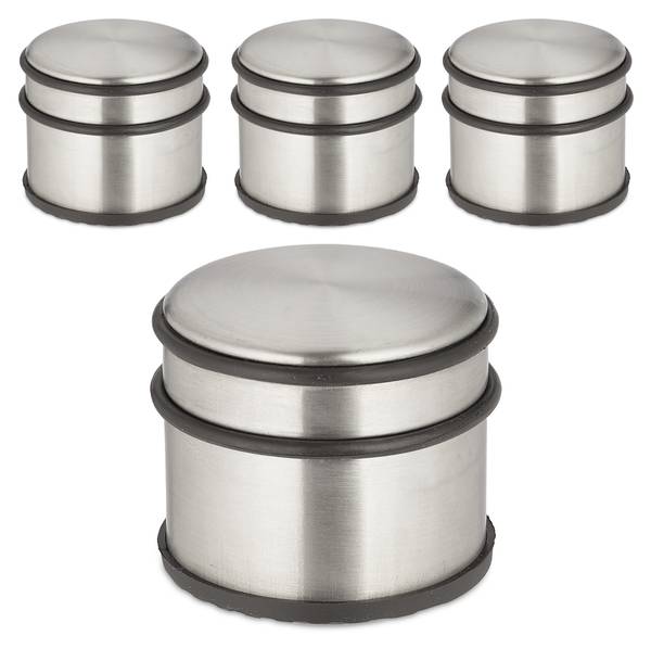 Edelstahl Türstopper 4er Set Schwarz - Silber - Eisen - 9 x 8 x 9 cm