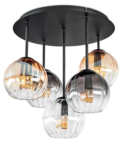 Deckenleuchte Cesaro Grau - Gelb - Metall - 39 x 22 x 40 cm