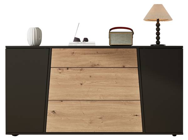 Sideboard Philotes Ⅵ Schwarz - Braun - Holzwerkstoff - 140 x 70 x 35 cm