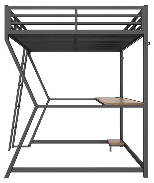 Hochbett Yasmin mit LED-Beleuchtung Schwarz