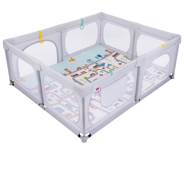 Baby-Laufstall GK32219 (2-teilig) Hellgrau