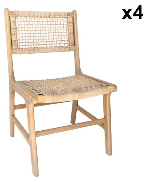 Stuhl Ocara 4er Set Beige - Holz teilmassiv - 59 x 85 x 48 cm