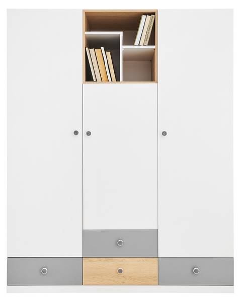 Kleiderschrank Pixel 01 Braun - Grau - Weiß - Holzwerkstoff - 150 x 190 x 50 cm