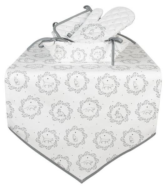 Brotkorb Katze FARM LIVING Weiß - Textil - 35 x 8 x 35 cm