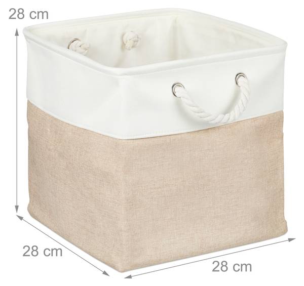 Aufbewahrungskorb Leinen im 4er Set Beige - Weiß - Leinen - 33 x 33 x 33 cm