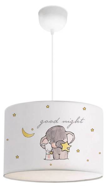 Kinder-Hängeleuchte Rugby Grau - Weiß - Polyester - 28 x 70 x 28 cm