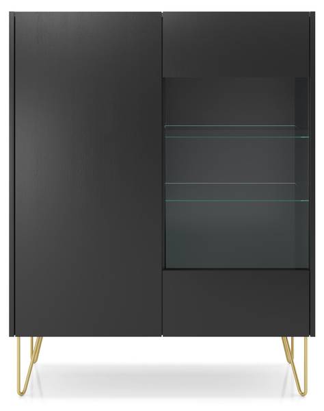 Vitrinenschrank HARMONY SC97 2D Schwarz - Melamin - 97 x 122 x 37 cm