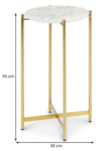 Table d'appoint CRATO Marron - Blanc - Acier inoxydable - Acier - 36 x 55 x 36 cm