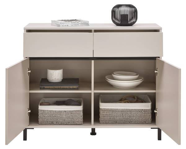 Kommode ARRAN Beige - Schwarz - Holzwerkstoff - 106 x 90 x 40 cm