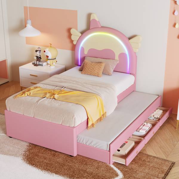 Kinderbett K-368 Rosé - 94 x 136 x 203 cm