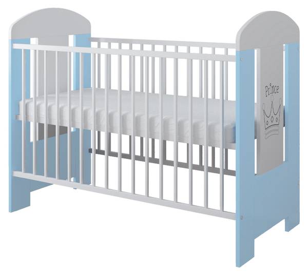 Gitterbett mit Matratze Kleiner Prinz Blau - Kiefer - 65 x 100 x 123 cm
