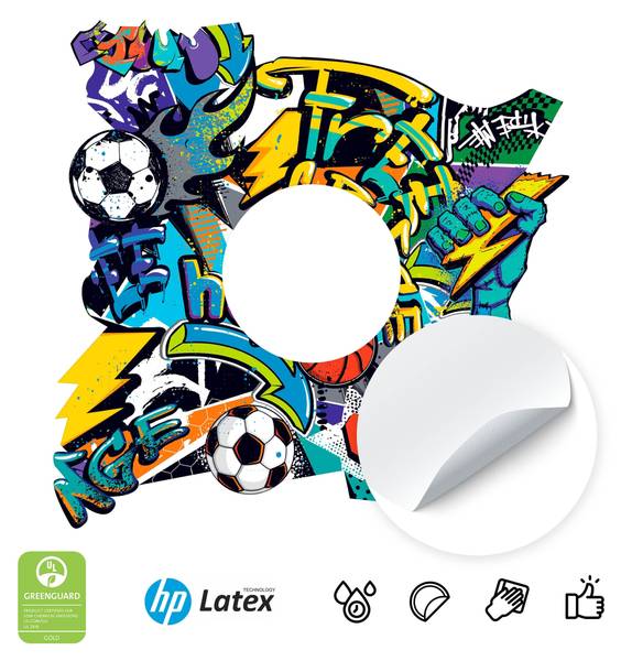 Lichtschalter-Sticker Graffiti Schwarz - Blau - Weiß - Gelb - PVC - 20 x 20 x 20 cm