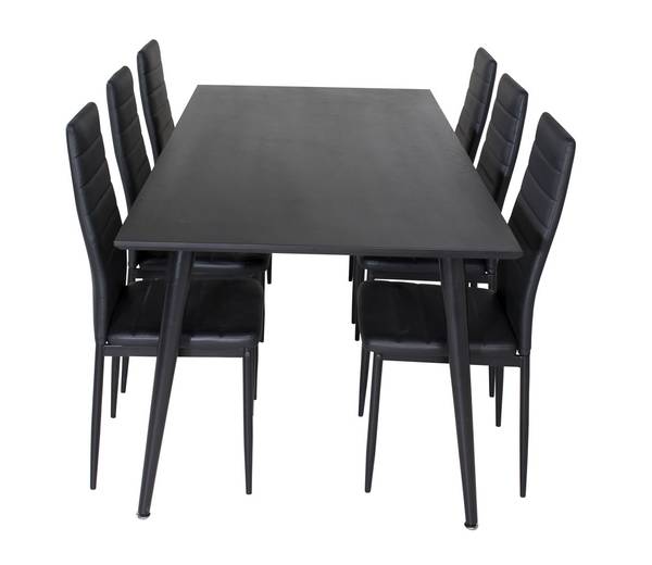 Eetkamerset Dipp 51 (7-delig) zwart - massief hout - 90 x 75 x 180 cm