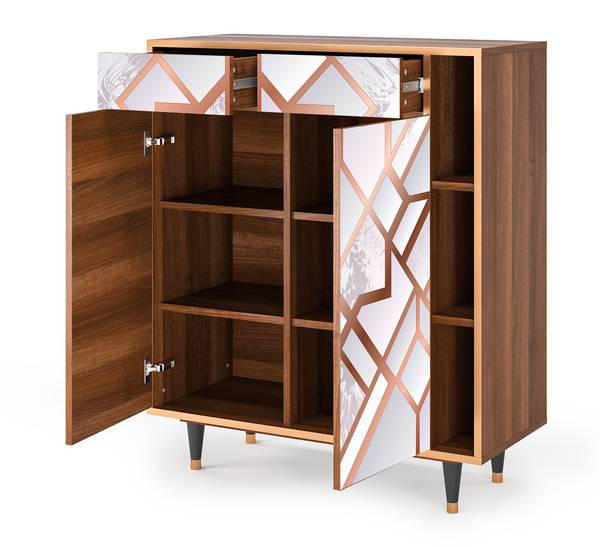 Sideboard BS6 Walnuss Pink - Holzwerkstoff - 110 x 94 x 41 cm