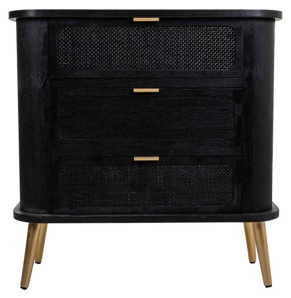 Kommode Elek Schwarz - Holz teilmassiv - 80 x 81 x 35 cm