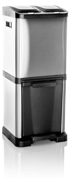 Mülleimer CLEAN VII Silber - Stahl - 32 x 78 x 32 cm