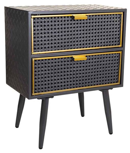 Nachttisch Volga Grau - Metall - 50 x 62 x 30 cm