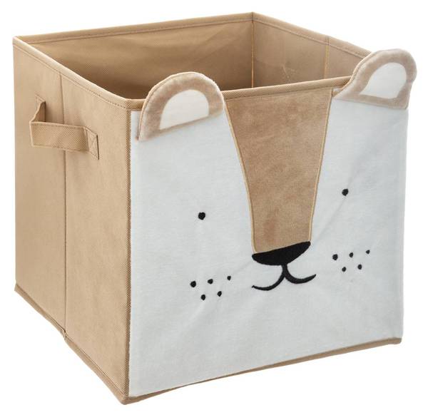 Bac de rangement enfant LION Beige - Papier - 29 x 29 x 29 cm