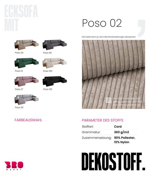 Wohnlandschaft mit Schlaffunktion PUMI Beige
