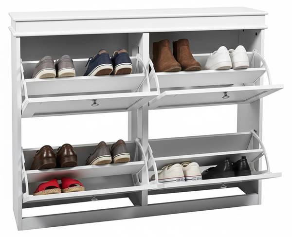 Schuhschrank Estha 40 Weiß - Holzwerkstoff - 24 x 82 x 104 cm