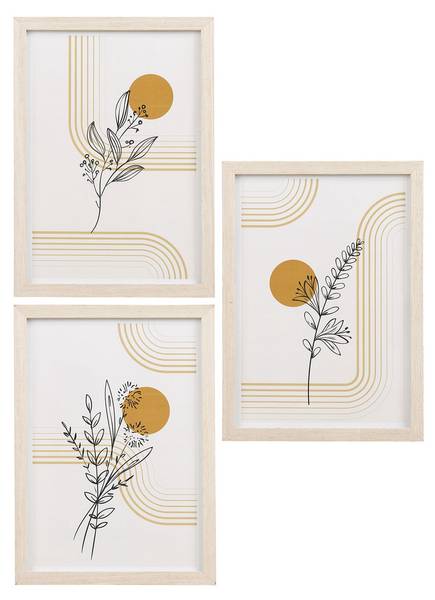Wandkunst VK8681847499626 3er-Set Beige - Holzwerkstoff - 21 x 1 x 30 cm