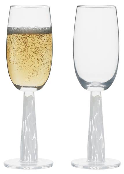 Champagnerflöte Björn 2er-Set Weiß - Glas - 12 x 22 x 6 cm